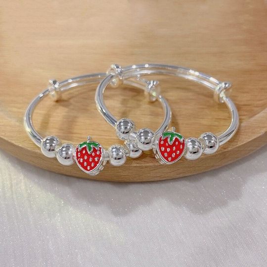 Strawberry sterling silver bracelet as a gift for girlfriend
