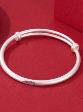 古法传承推拉纯银手镯送女友礼物