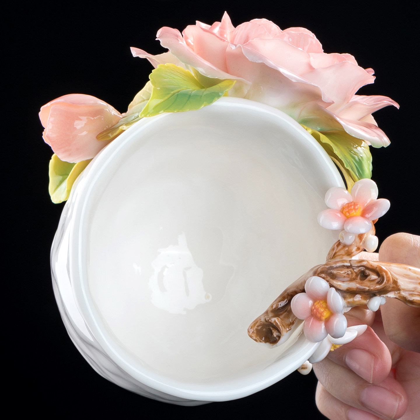 山茶花手捏花陶瓷杯子咖啡杯水杯茶杯新年女生闺蜜生日情人节礼物,淘宝优惠券,粉丝福利购,淘宝优惠卷