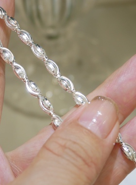 925纯银串珠女爆闪项链