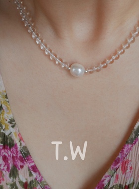 珍珠水晶串珠女复古项链