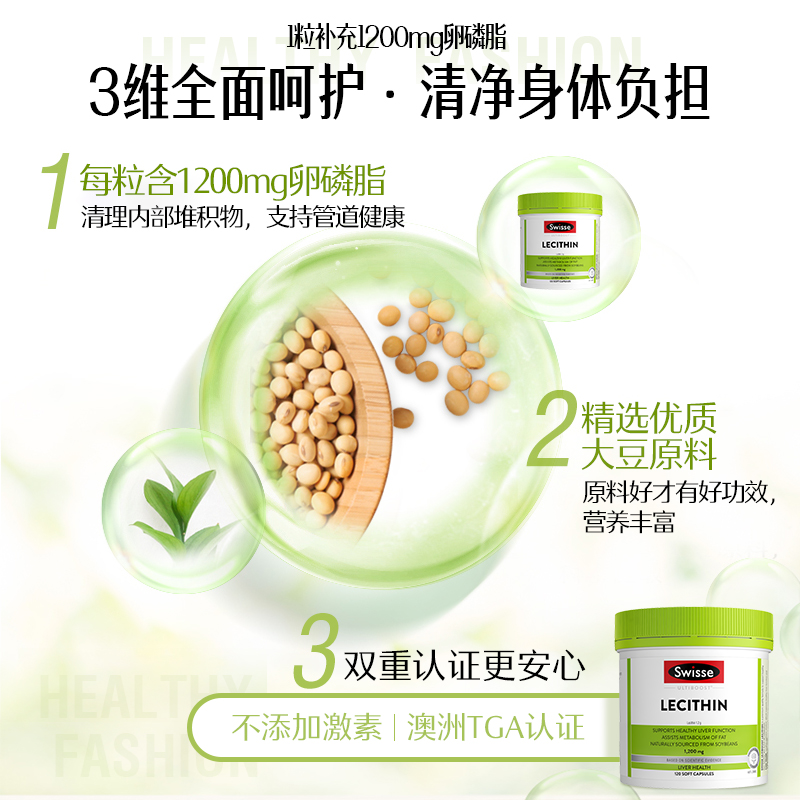 【自营】Swisse斯维诗深海鱼油1000mg/1500mg+卵磷脂胶囊120粒 - 图1
