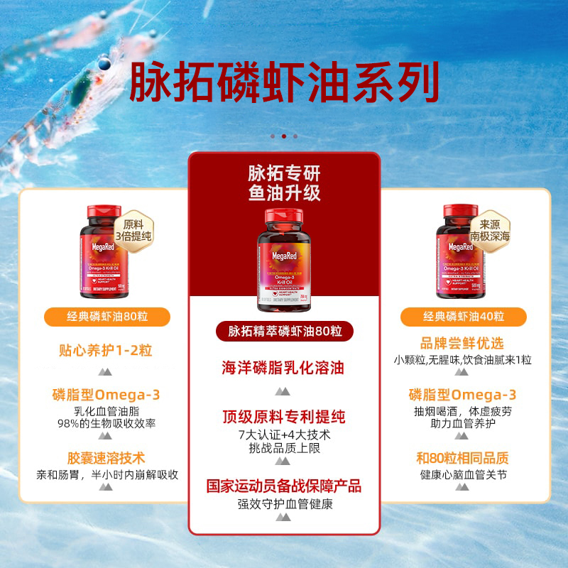 【自营】美国南极磷虾油Omega3非鱼油成人中老年升级补脑护心血管