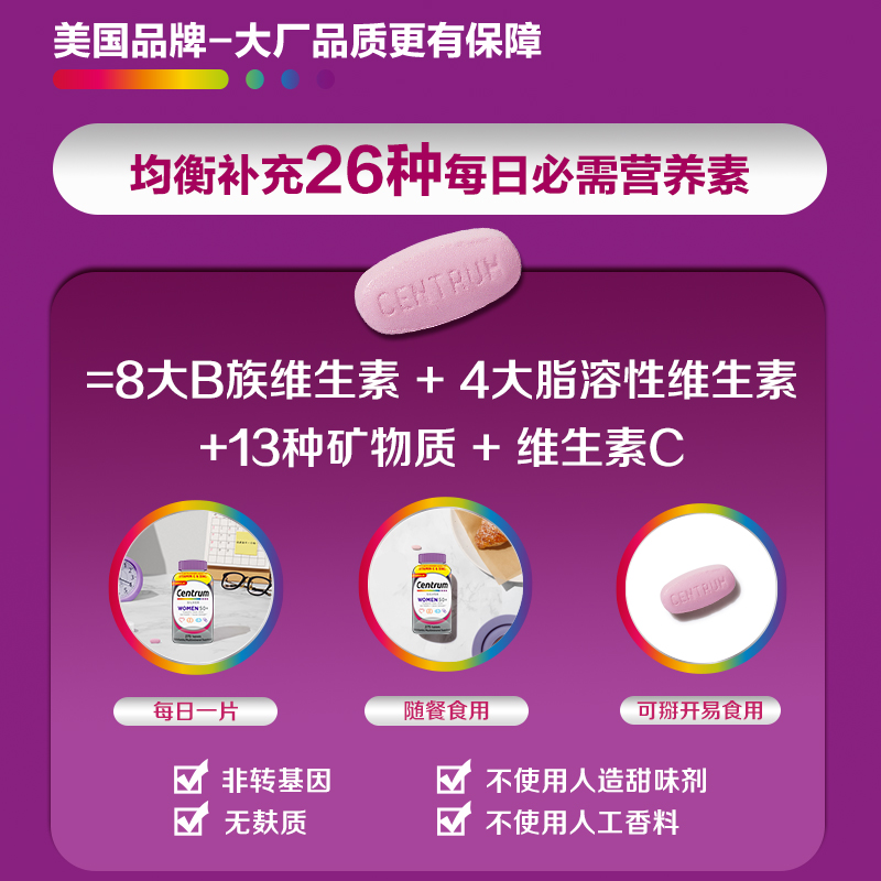 【自营】进口善存男/女性中老年银片275粒复合维生素C矿物质VC