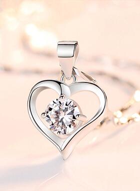 心形吊坠项链足银锁骨链时尚简约