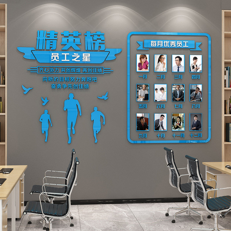 企业精英榜优秀员工荣誉风采展示照片墙贴办公室团队文化墙面装饰_虎窝淘