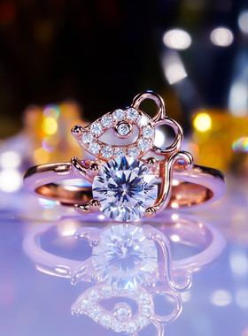 个性生肖老鼠戒指小众设计