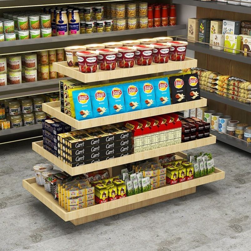 中岛柜超市零食货架多层展示柜堆头便利店母婴玩具陈列柜木质定制 - 图1