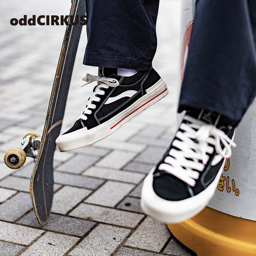 oddCIRKUS ASTLEY NEON 经典黑色滑板鞋运动户外日系街头板鞋男女 - 图2