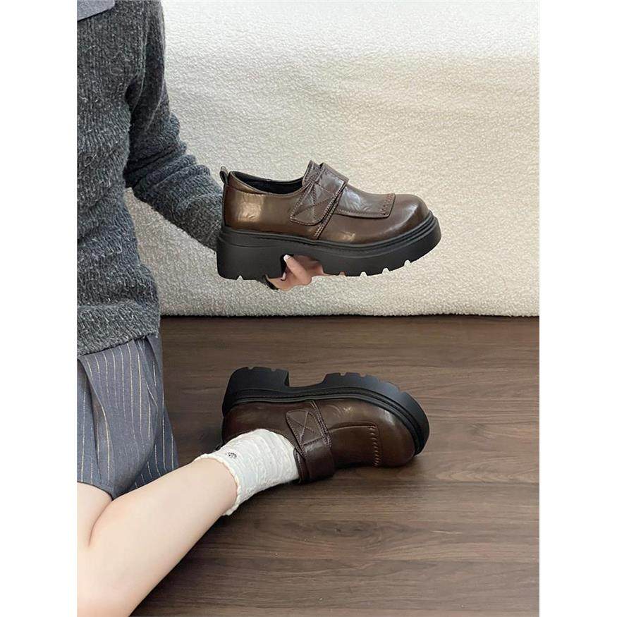 休闲百搭英伦风方头玛丽珍鞋女2026魔术贴厚底单鞋粗跟复古小皮鞋,淘宝优惠券,粉丝福利购,淘宝优惠卷