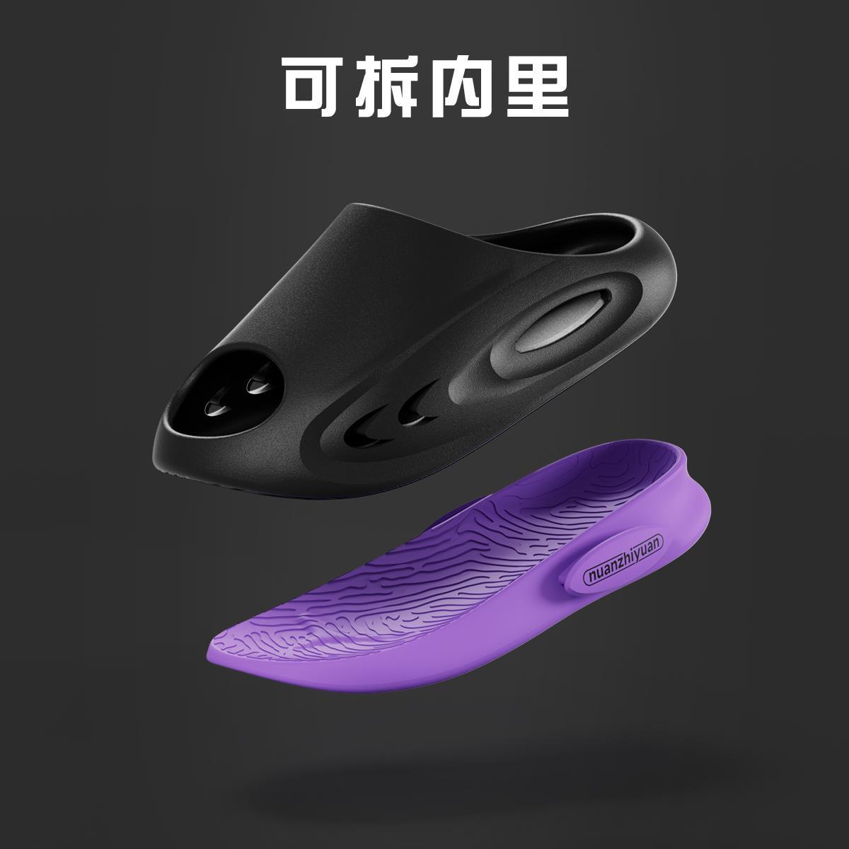 拖鞋男夏季防滑踩屎感可拆卸篮球机车厚底户外穿情侣女凉拖鞋男款 - 图2