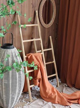 装饰梯子实木纯手工幼儿园室内墙面花园造景道具遮挡藤蔓假花雏菊