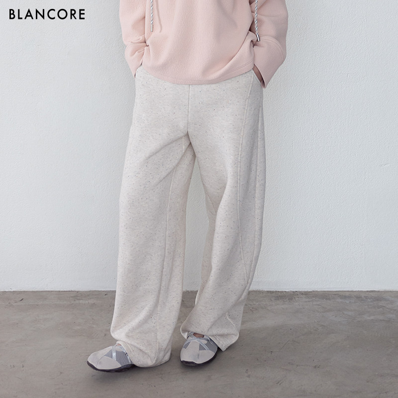 【设计师品牌BLANCORE】2026春新品休闲直筒白色松紧腰卫裤弯刀裤,淘宝优惠券,粉丝福利购,淘宝优惠卷