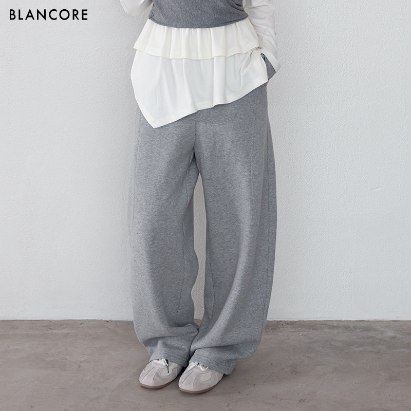 【设计师品牌BLANCORE】2026春新品休闲直筒白色松紧腰卫裤弯刀裤,淘宝优惠券,粉丝福利购,淘宝优惠卷