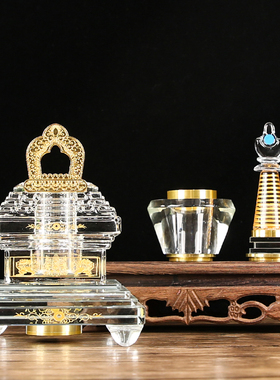 佛堂七彩发光水晶舍利塔礼盒装