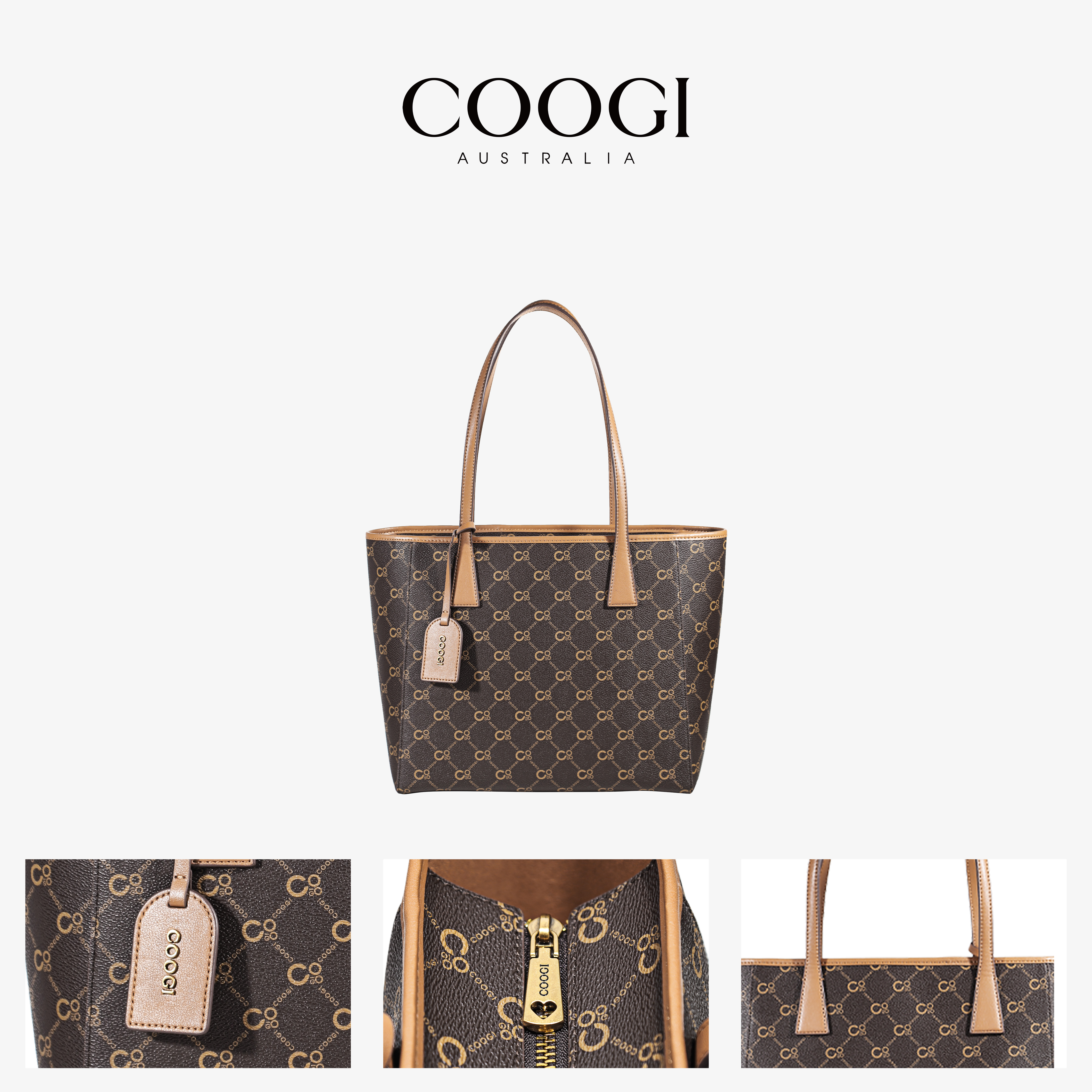 COOGI包包2024新款大容量通勤托特包时尚印花手提包单肩包送女友