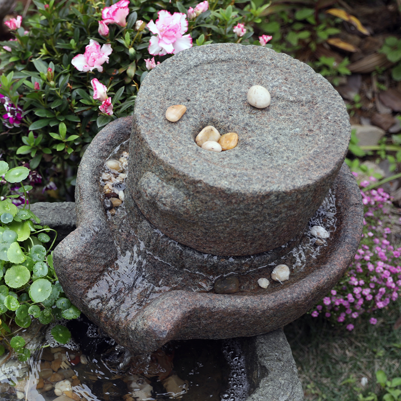 人造石磨盘假山流水摆件循环水景观庭院花园布置造景民宿院子装饰 - 图2