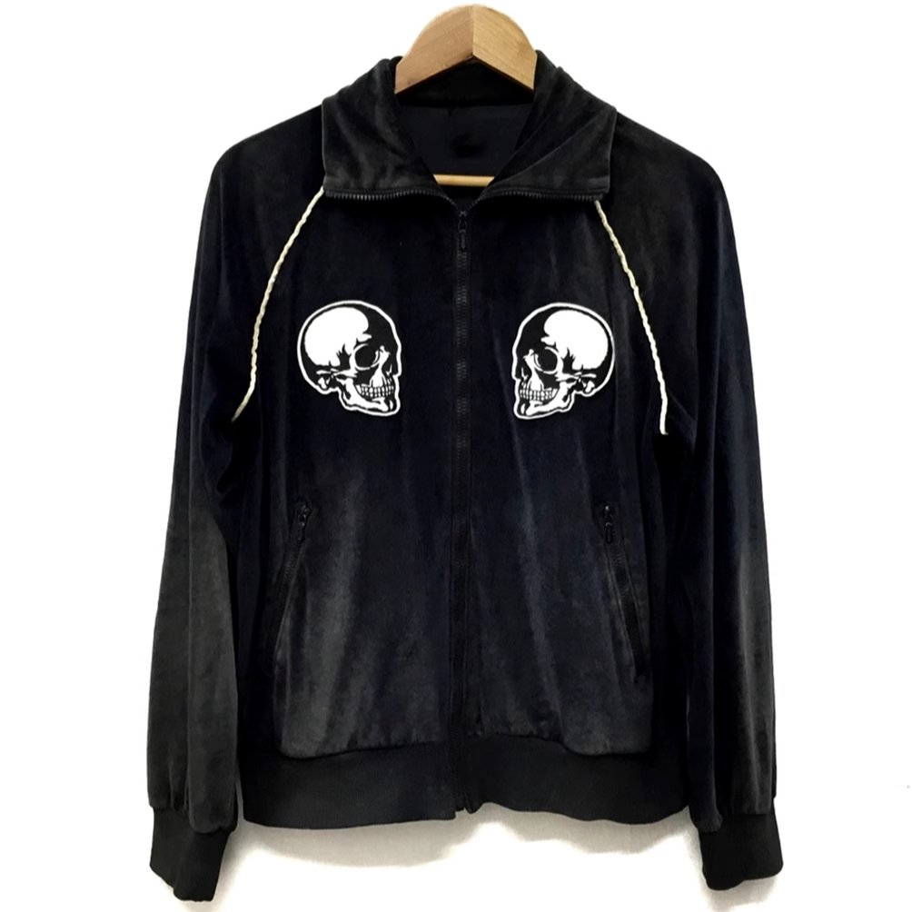 KK11 number nine n9 skull velvet embroidered zipper jacket cardigan loose