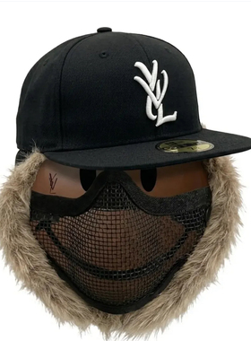 YVLFur Hats Playboicarti同款刺绣logo毛绒护耳帽嘻哈平檐帽高顶