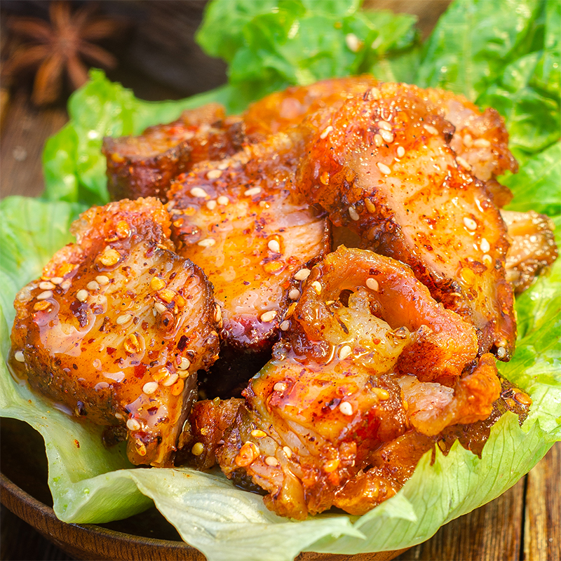 正宗脆皮烤肉五花肉熟食零食小吃猪油渣休闲网红整条酥脆即食追剧 - 图0