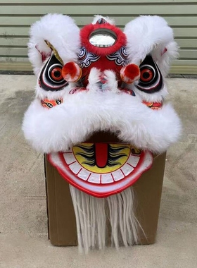 泡沫羊毛舞狮10寸12寸儿童喜庆国潮红色耐用成人全套白色单人表演
