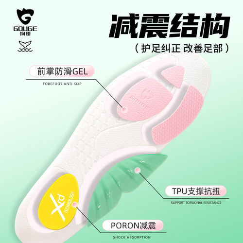 狗哥鲸鱼垫专业足弓支撑鞋垫扁平足专用矫正鞋垫成人足外翻内八字 - 图1