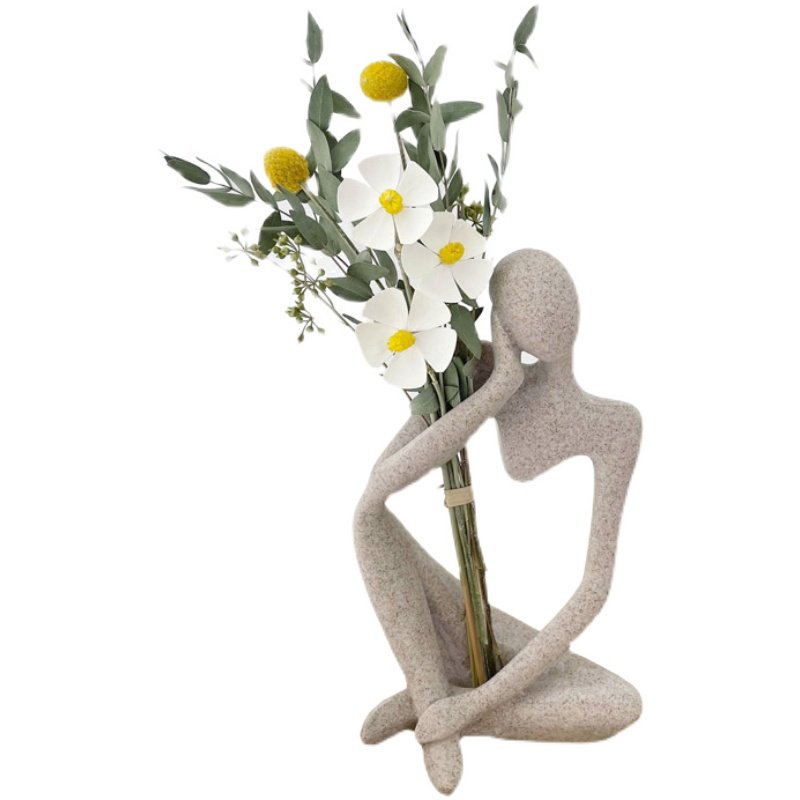 北欧真干花花束抽象艺术人物雕像家居装饰摆件树脂桌面高端装饰品,淘宝优惠券,粉丝福利购,淘宝优惠卷