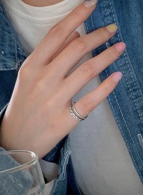 双层麻花编织戒指女复古时尚