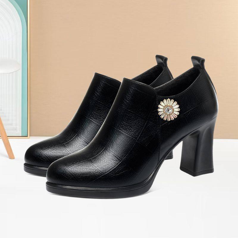 2025中年旗袍模特通勤走秀鞋百搭耐磨粗跟深口高跟鞋圆头厚底单鞋,淘宝优惠券,粉丝福利购,淘宝优惠卷