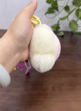 真獭兔毛可爱小花朵太阳花包包挂件ins网红毛绒球包包挂饰礼物