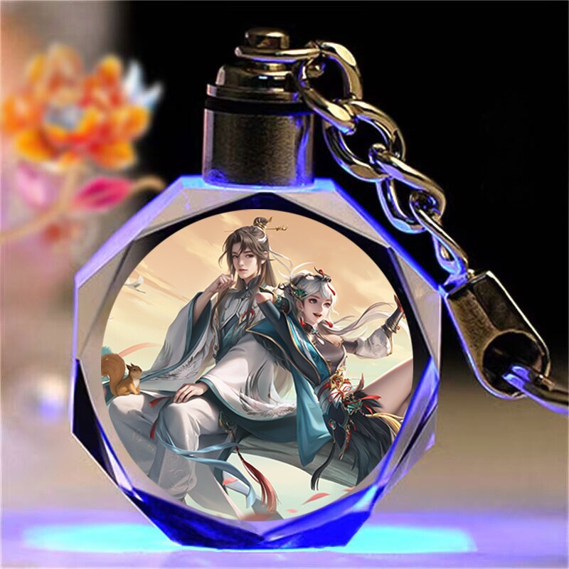 王者荣耀水晶王者荣耀水晶钥匙扣发光书包挂件车钥匙扣挂饰定制生日礼物送闺蜜