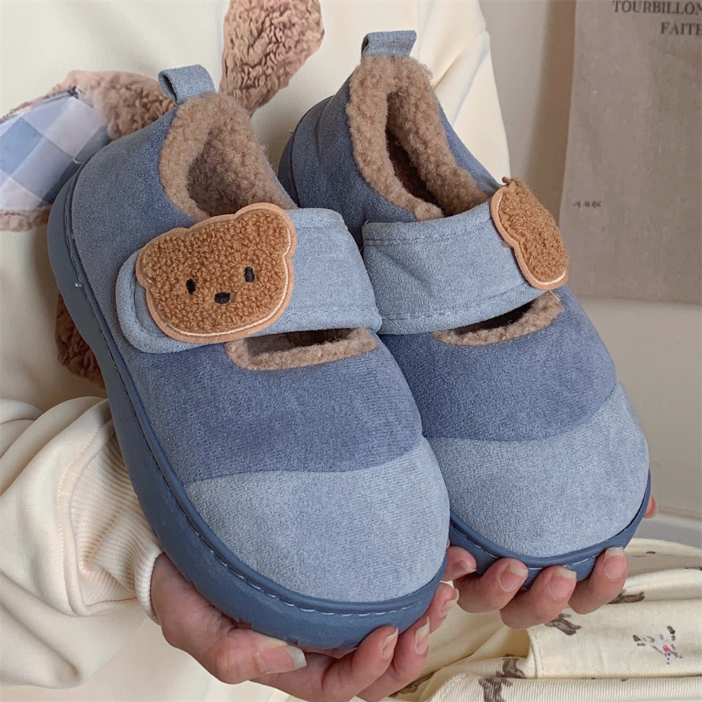 细细条平底休闲防滑亲子魔术贴棉鞋ins可爱小熊秋冬外穿豆豆鞋女,淘宝优惠券,粉丝福利购,淘宝优惠卷