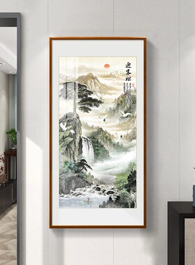迎客松新中式玄关竖版装饰画