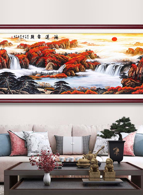 欧慕客厅沙发背景墙新中式山水画