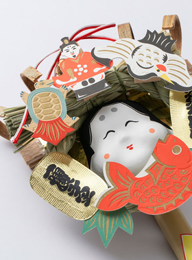 日式吉祥喜庆熊手木质室内祝福