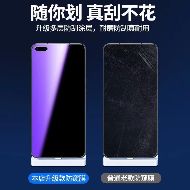 适用oppoReno4蓝光防窥膜PDPM00黑边防偷窥钢化膜Reno4-5G护眼防偷看手机膜reno4全屏防摔防爆保护隐私防盗膜 - 图2