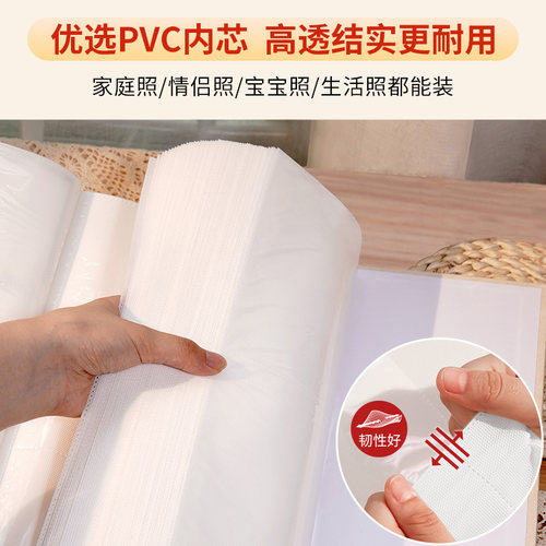 复古国风相册本纪念册家庭大容量宝宝照片5寸6寸7六插页收纳影集 - 图2