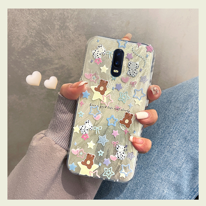 羽纱星星小熊适用oppor17pro手机壳r15x梦境版r11splus高级感r9s少女r7plus可爱r17硅胶oppo软壳0pp0小众个性 - 图0