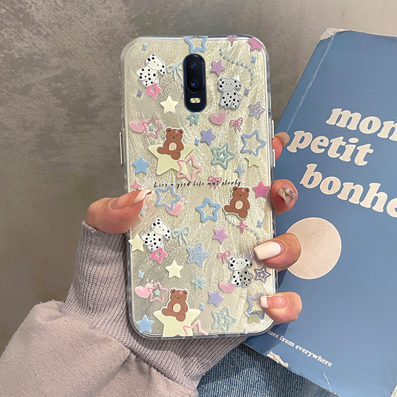 羽纱星星小熊适用oppor17pro手机壳r15x梦境版r11splus高级感r9s少女r7plus可爱r17硅胶oppo软壳0pp0小众个性 - 图1
