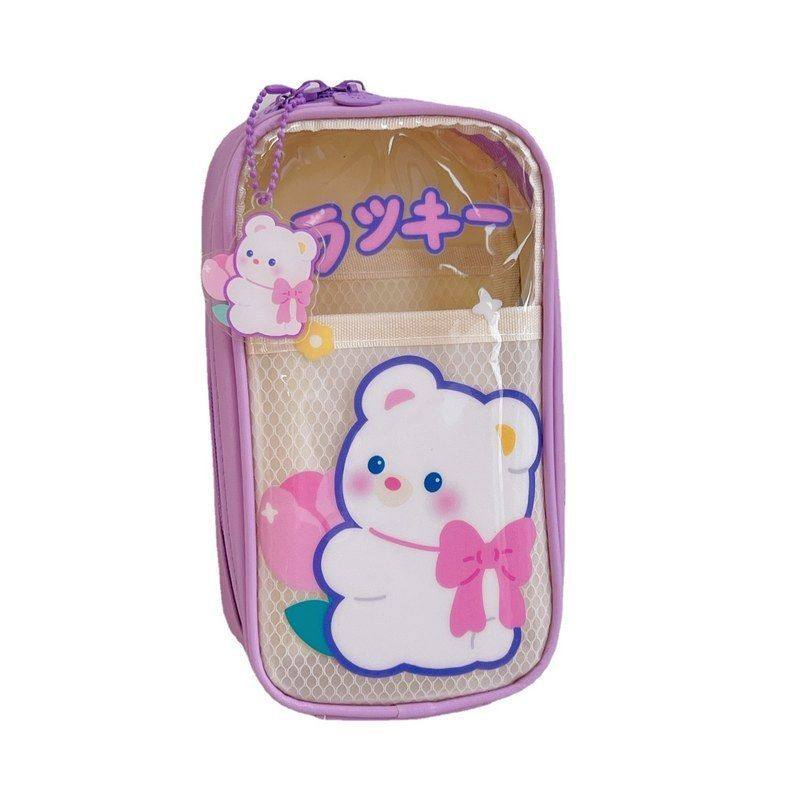 卡通笔袋日系女原创五层透明ins笔盒PVC铅笔盒网红兔儿童可爱芮芮,淘宝优惠券,粉丝福利购,淘宝优惠卷