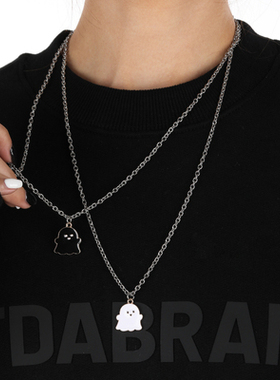 可爱幽灵项链钛钢链子万圣节配饰