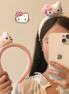 粉色甜美少女小猫咪发箍可爱公主风洗脸毛绒头箍不压刘海发带