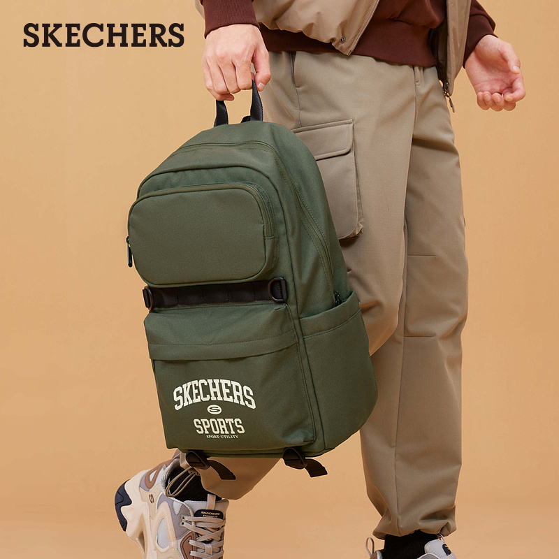 Skechers斯凯奇双肩背包2025年秋季复古学生书包高中生大容量包包 - 图1