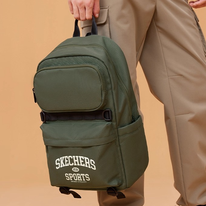 Skechers斯凯奇双肩背包2025年秋季复古学生书包高中生大容量包包 - 图0