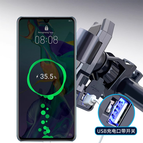 电动车手机导航支架车载手机架外卖后视镜支架摩托车手机支架充电 - 图2
