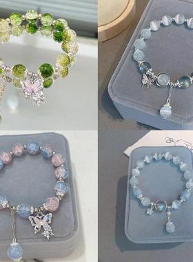 国风新中式网红女复古小众设计竹叶手串高级感送闺蜜手链学生韩版