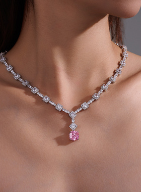 BELLEBIANCA祖母绿/樱花粉琉璃方糖闪耀项链 双色可选