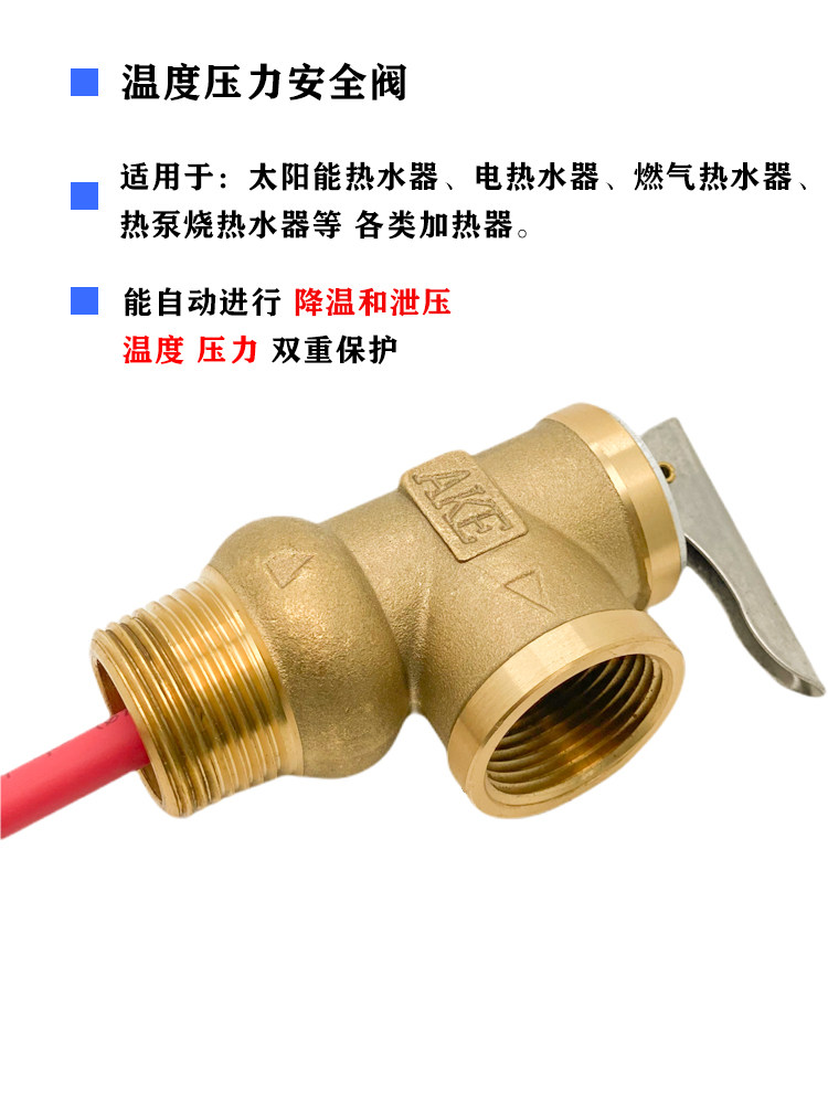 黄铜太阳能热水器水箱测温度压力安全阀厂家直销包邮pt泄压阀