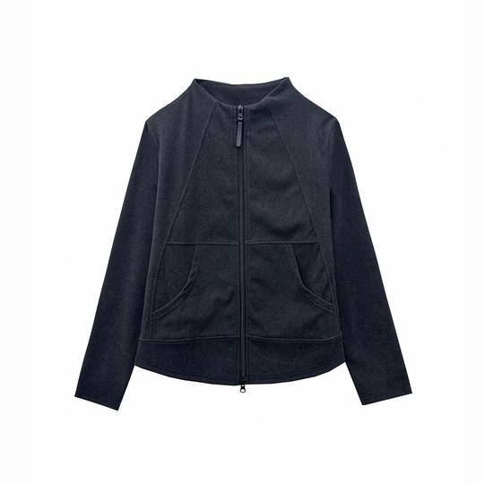 Korean style casual stand collar double zipper slim casual jacket