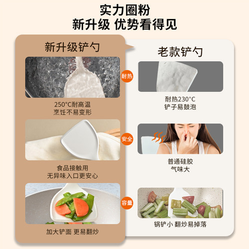 十八子作硅胶锅铲不粘锅专用加长家用炒菜铲子勺食品级耐高温厨具 - 图1